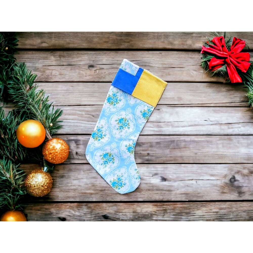 Upcycled Floral Christmas Stocking